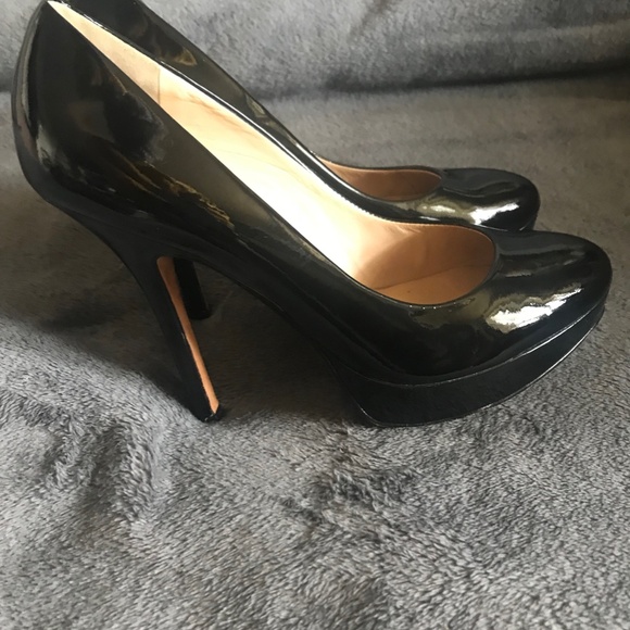 Joan & David Black Flipp Patent Leather Stiletto Platform High Heels Pumps 7M - Picture 3 of 4